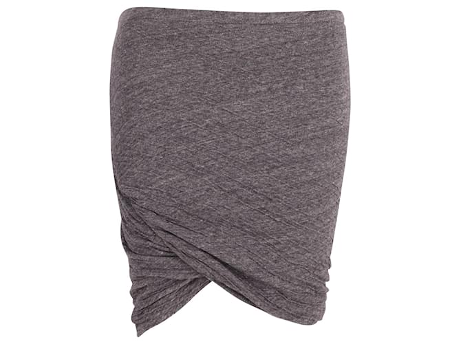 Isabel Marant Mini-jupe portefeuille froncée en coton gris  ref.615830