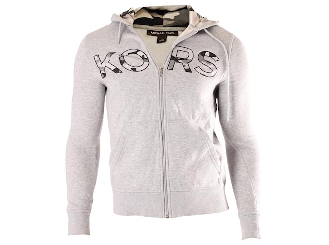 Michael Kors Hoodie-Sweatshirt mit Reißverschluss vorne aus grauer Poly-Baumwolle Polyester  ref.615867