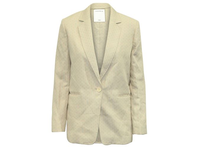 Sandro Paris Printed Tailored Blazer in Multicolor Polyester Viscose