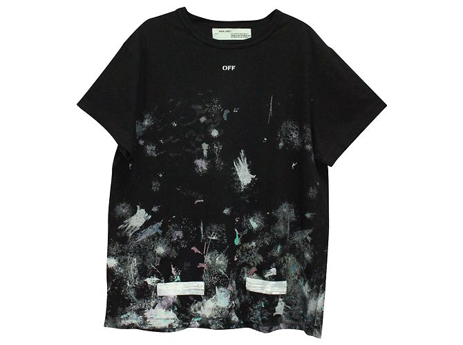 Off White Off-White Splash Ink T-Shirt in Black Cotton