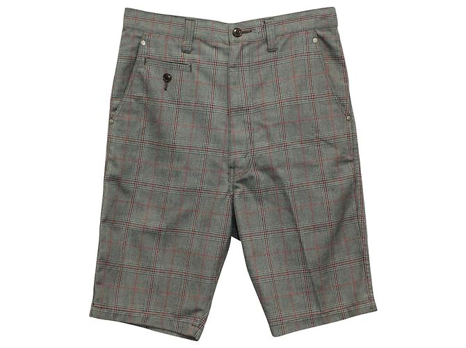Junya Watanabe Man Plaid Shorts in Grey Polyester