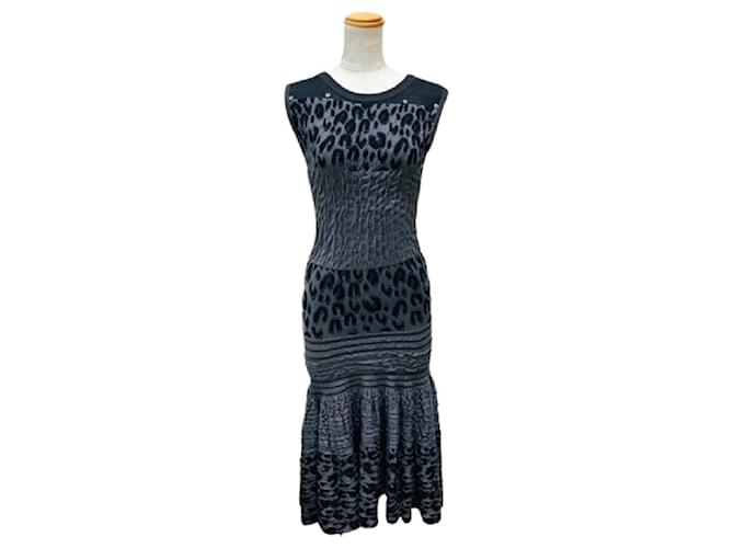 LOUIS VUITTON Louis Vuitton One Piece Dress Size XS Leopard Print Black Grey  ref.615973