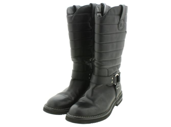 Chanel Boots Black Leather  ref.615998