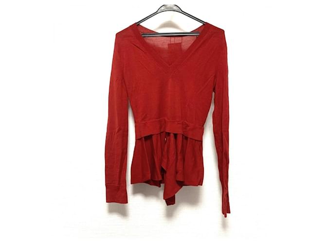 ALEXANDER McQUEEN Long-sleeve sweater V-neck Red Wool  ref.616112