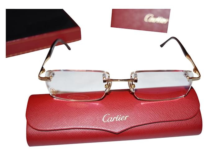 Gafas Cartier Portland para hombre8120189 MARCO DE ORO MACIZO Dorado Oro blanco Oro amarillo  ref.616255