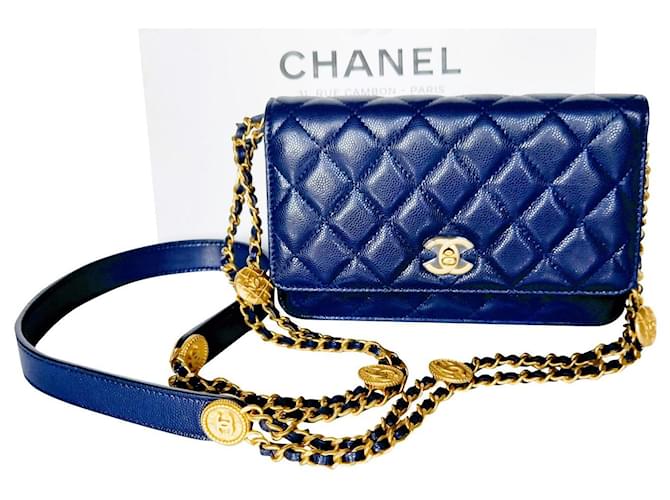 Chanel Wallet on chain Craftsmanship 2022 Blue Leather  ref.616305