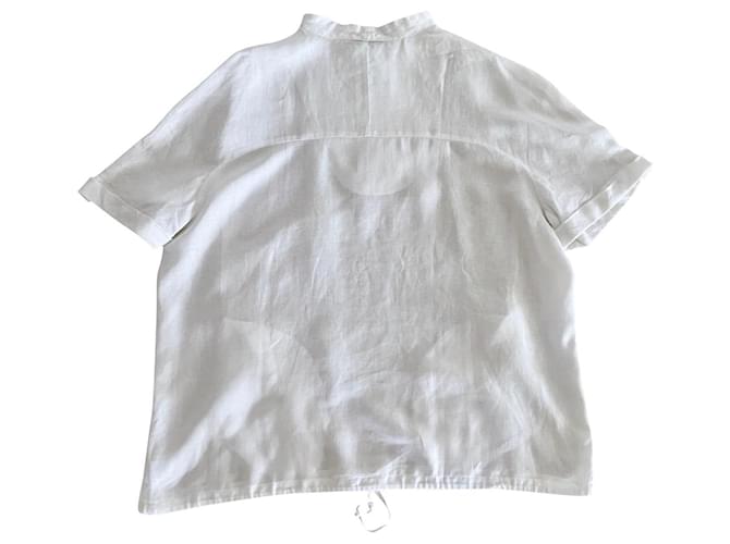 Adolfo Dominguez camicia o felpa bianca in lino a maniche corte T Bianco Biancheria  ref.616348