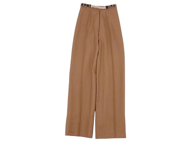 Hermès Calças de seda Hermes Marrom