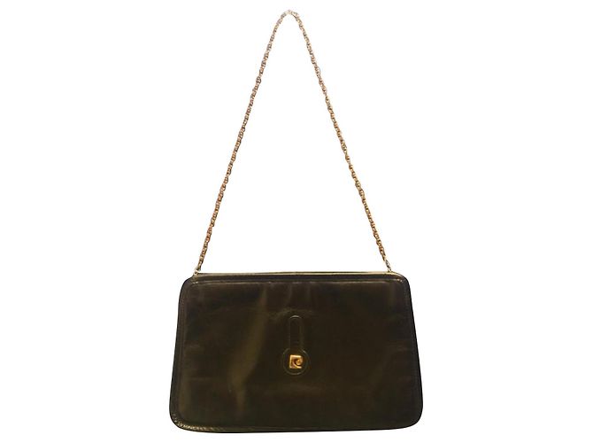 Vintage schwarze Ledertasche Pierre Cardin