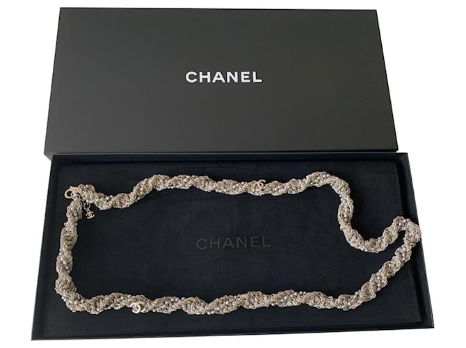 Chanel Long necklaces Silvery Metal  ref.616446