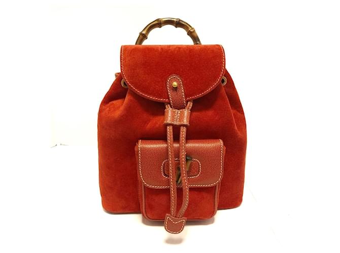 Gucci Bamboo Red Suede  ref.616714