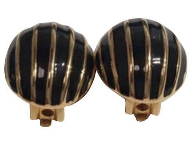 Courreges Courrèges Vintage-Ohrringe Schwarz Golden 