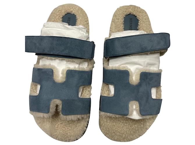Hermès Sandals Light blue Deerskin  ref.617015