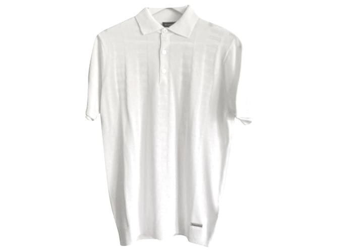 Autre Marque Camiseta Polo de malha branca texturizada Stefano Ricci Branco Algodão Viscose  ref.617017
