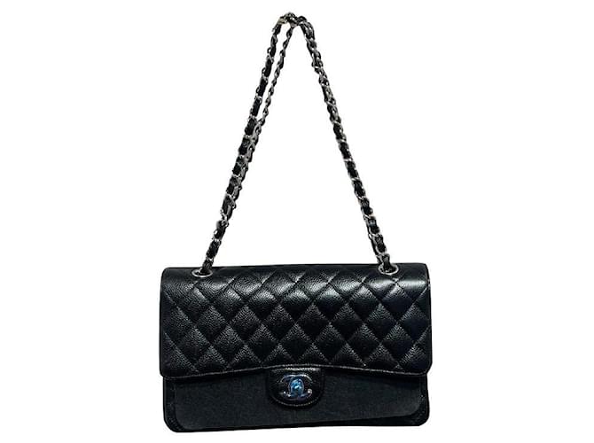 Chanel Timeless Bag Black Silver hardware Leather  ref.617020