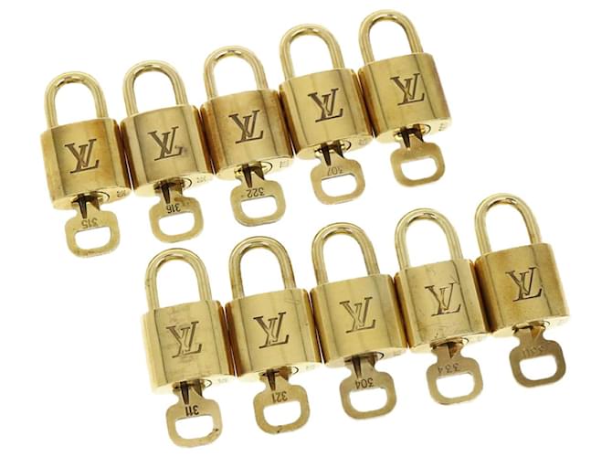 Louis Vuitton Vorhängeschloss 10Set Gold Tone LV Auth 30718 Metall  ref.617058
