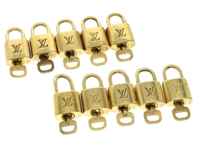 Louis Vuitton Vorhängeschloss 10Set Gold Tone LV Auth 30658 Metall  ref.617094