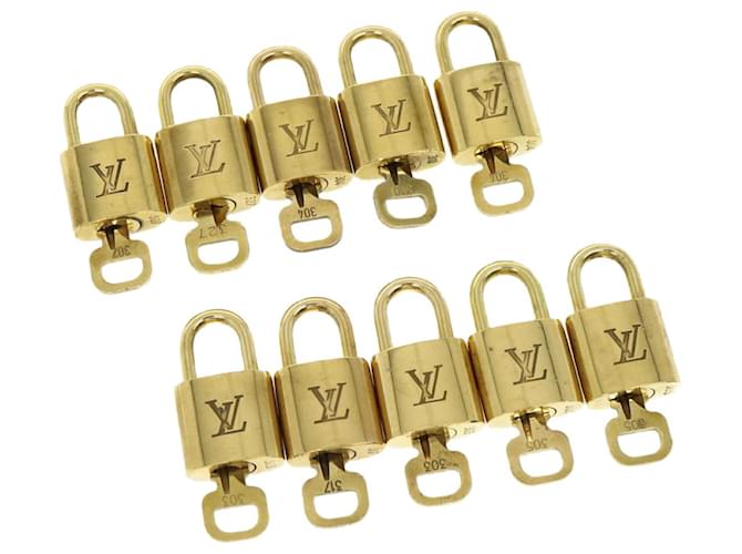 Louis Vuitton Vorhängeschloss 10Set Gold Tone LV Auth 30645 Metall  ref.617095