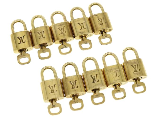 Louis Vuitton padlock 10Set Gold Tone LV Auth 30719 Metal  ref.617097