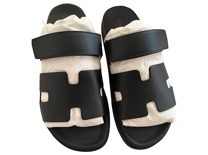 Hermès Cyprus sandals Black Lambskin  ref.617135