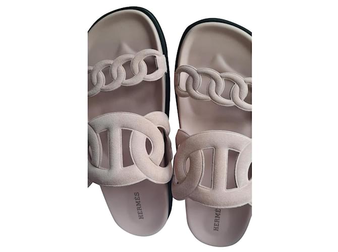 Hermès Sandals White Leather  ref.617139