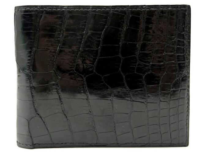 Autre Marque NEUF BLACK CROCODILE LEATHER CARD HOLDER WALLET NEW BLACK LEATHER WALLET Exotic leather  ref.617192