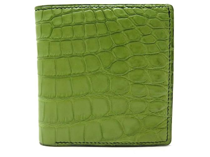 Autre Marque NEUF GREEN CROCODILE LEATHER CARD HOLDER WALLET NEW GREEN LEATHER WALLET Exotic leather  ref.617193