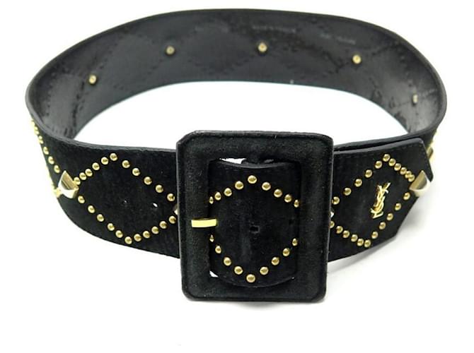 YVES SAINT LAURENT T BELT70 IN SUEDE AND BLACK SUEDE LEATHER BELT  ref.617241