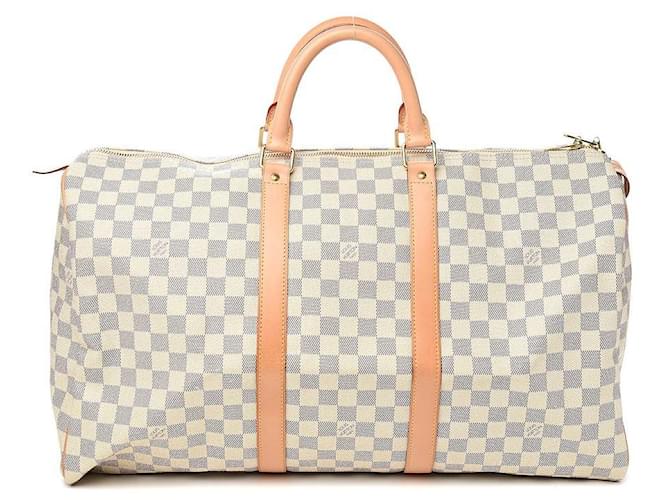 Louis Vuitton Damier Azur Keepall 50 duffle bag 48lz61 Leather  ref.617264