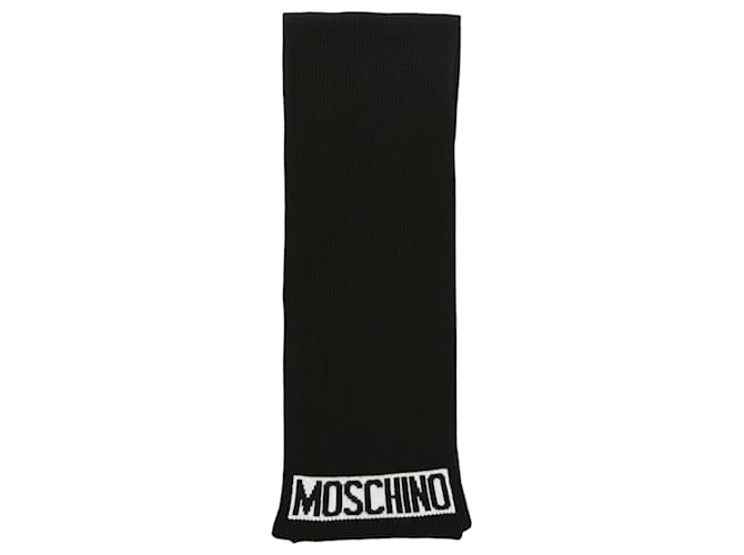 Écharpe en laine à logo Moschino Noir  ref.617318