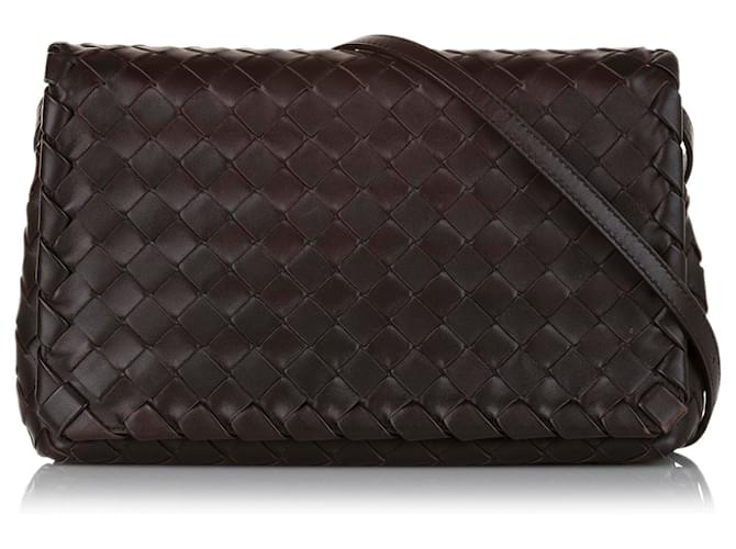 Bottega Veneta Brown Intrecciato Leather Crossbody Bag Dark brown  ref.617367