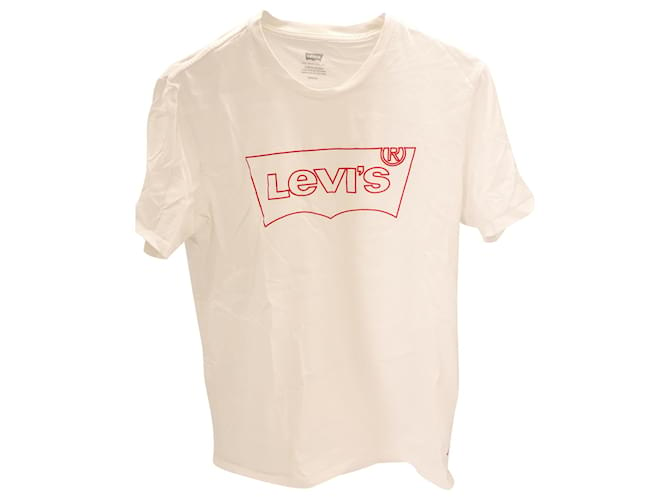 Levi's Printed Logo Short Sleeve T-shirt in White Cotton  ref.617516
