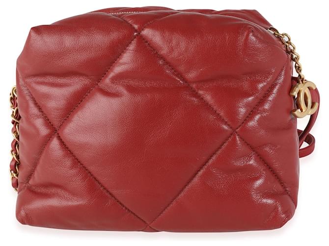 Chanel Red Quilted Lambskin Bowling Crossbody Bag Leather ref