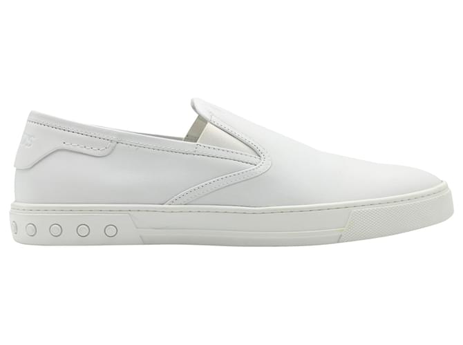 Tod's Tods Pantofola Slip-on Loafers in White Leather  ref.617545