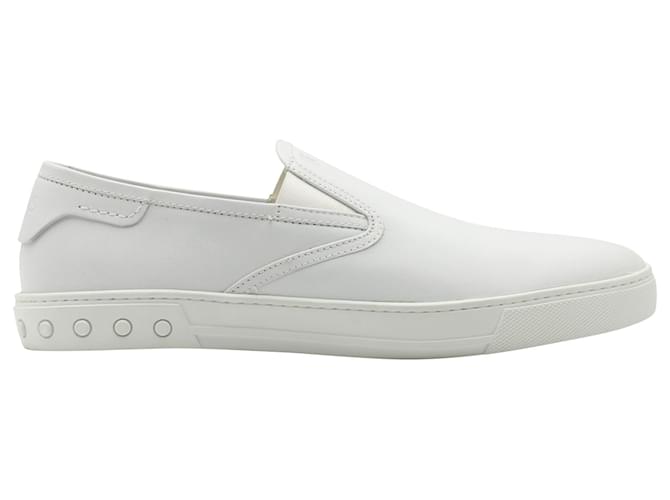 Tod's Tods Pantofola Slip-on Loafers in White Leather  ref.617546