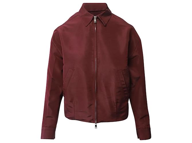 Prada Zip Up Jacket in Burgundy Polyester  Dark red  ref.617555