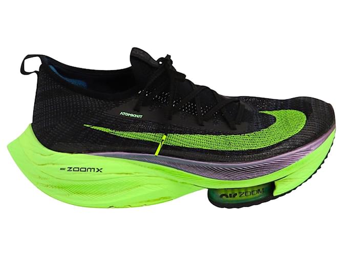 Nike Air Zoom Alphafly NEXT% en polyester maillé noir/néon  ref.617563