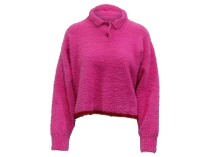 Jacquemus Le Polo Neve Textured Jumper in Pink Polyamide Nylon  ref.617566