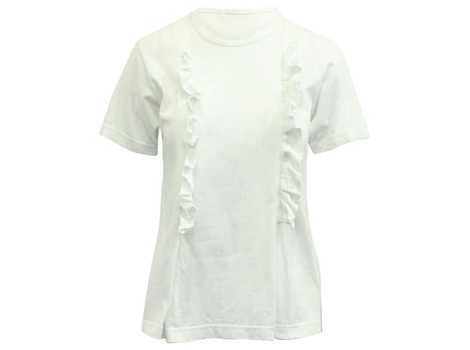 Comme Des Garcons T-shirt Comme Des Garçons à Volants en Coton Blanc  ref.617572