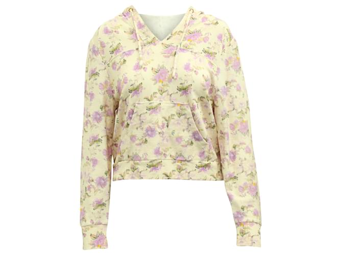 Autre Marque Love Shack Fancy Kirby Floral Print Distressed Hoodie in Cream Cotton  White  ref.617587