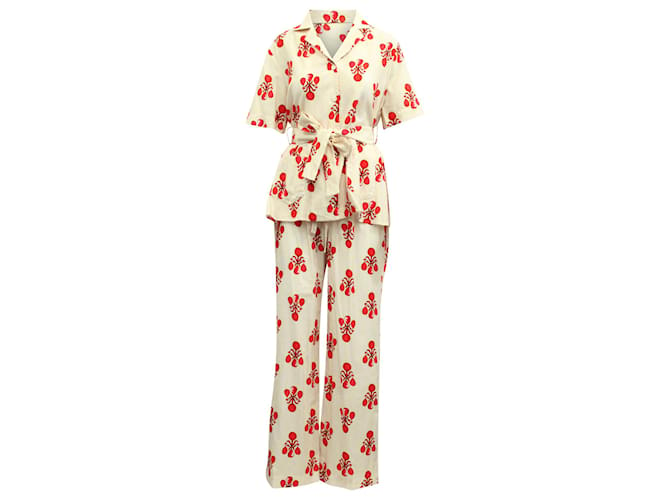 Autre Marque Emilia Wickstead Fifi Pyjama Set in Red Cotton  ref.617589