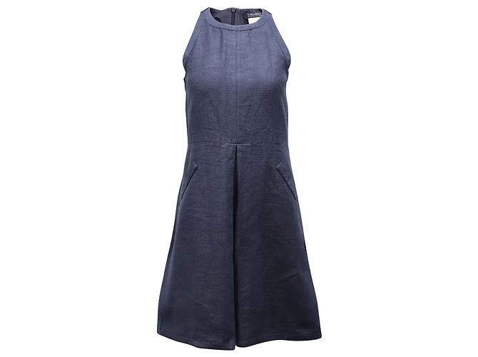 Autre Marque Abito 'S Max Mara con scollo all'americana in cotone blu navy