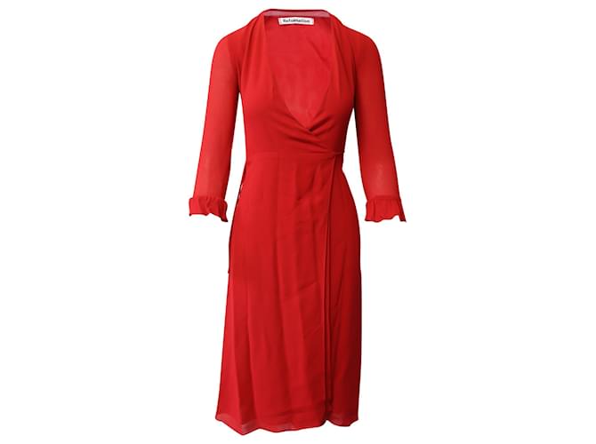 Vestido Wrap Reformation em Viscose Vermelha Vermelho Fibra de celulose  ref.617604