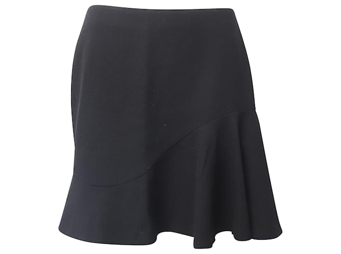 Alexander McQueen Ruffled Mini Skirt in Black Wool   ref.617616