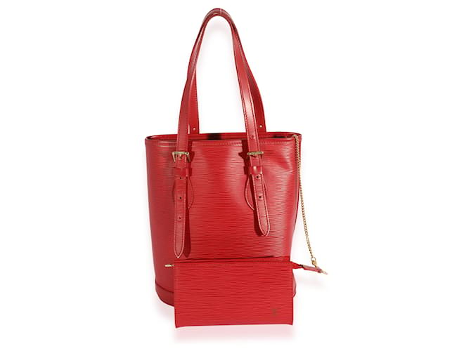 Louis Vuitton Red Epi Leather Petit Bucket   ref.617623