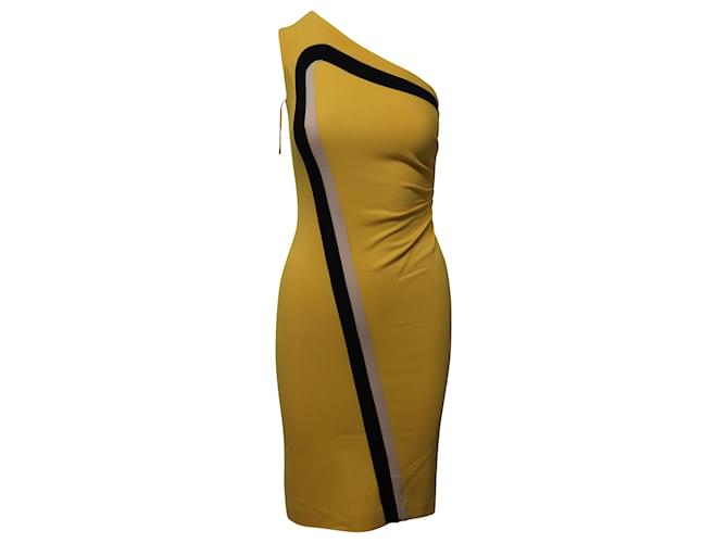 Escada One-Shoulder-Bodycon-Kleid aus gelber Viskose Zellulosefaser  ref.617648