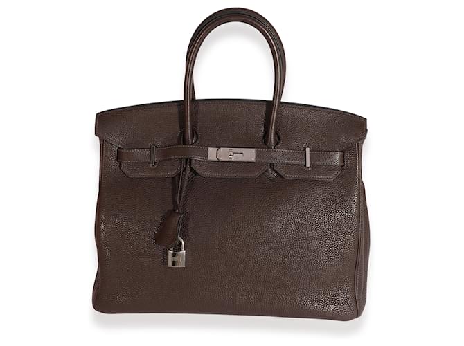 Hermès Hermes Chocolat Togo Birkin 35 Phw  Brown Leather  ref.617654
