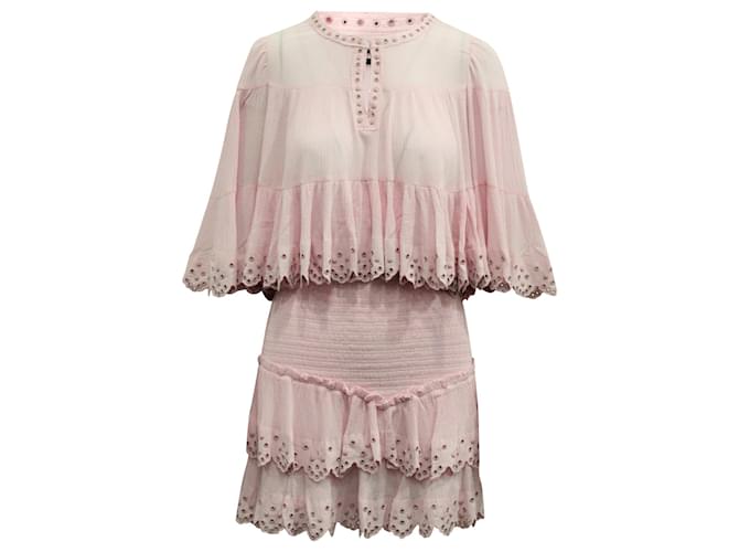 Isabel Marant Eyelet Top and Skirt Set in Pink Cotton  ref.617660