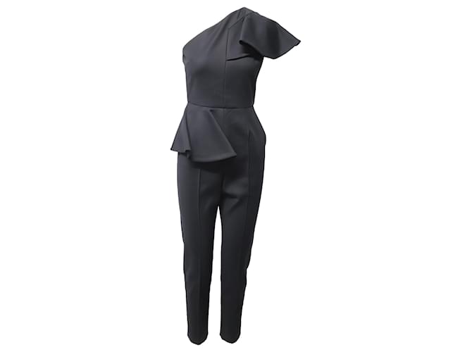 MSGM One-Shoulder-Volant-Jumpsuit aus schwarzem Polyamid Nylon  ref.617663