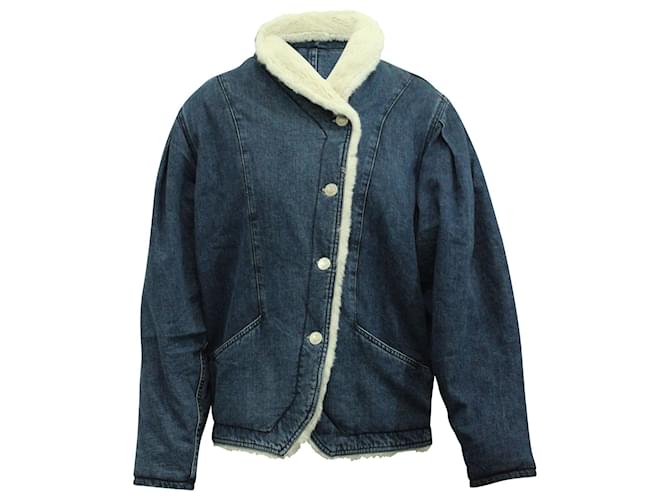 Isabel Marant Dipauline Denim and Faux Fur Jacket in Blue Cotton  ref.617706